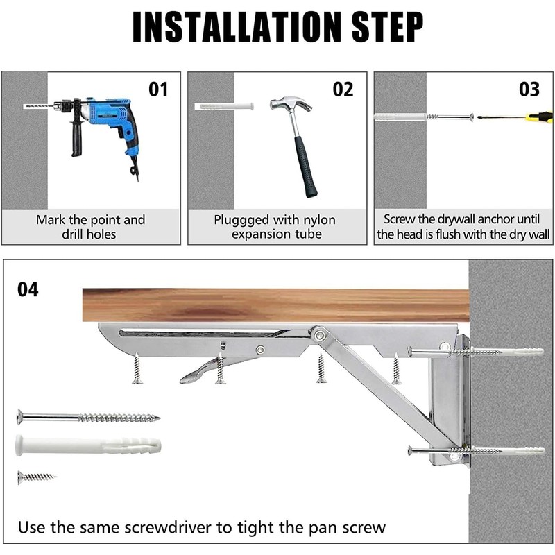 Folding Shelf Brackets 20 inch 2 Pcs Max Load: 350
