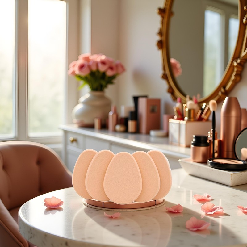 5 Pcs Beige Smooth Makeup Sponge Blender Flawless Foundation Powder