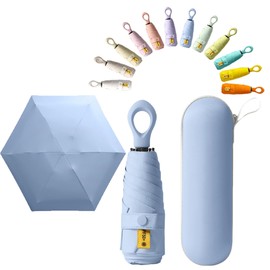 Mini Sun Travel Umbrella Ring handle Coating Layer Fabric Blocking/anti UPF 50 UV Protection 99.9% Compact Folding Purse Umbrella/Lightweight Small Portable Backpack/Rain Sun/Men Women Kids