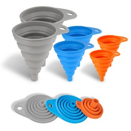 Ortarco 6 Pcs Funnels for Kitchen Use Filling Bottles, Silicone Funnel Small and Large, Foldable Funnel Kitchen Accessories Gadgets