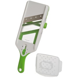 PrepSolutions Adjust-A-Slice & Julienne Mandoline, White & Green – Adjustable Slicer for Fruits and Vegetables