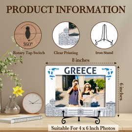 Greece Gifts Picture Frame, Greece Tourist Attractions Photo Frame With Stand, Wedding Anniversary Vacation Gifts For Friend Family Couple, Picture Frame Tabletop Decor - Fits 4x6 Inches Photo（12）