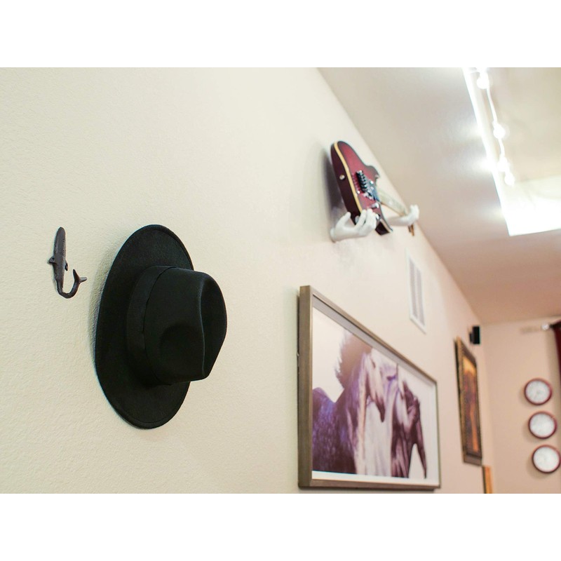 Zeckos Set of 4 Rustic Nautical Cast Iron Shark Wall