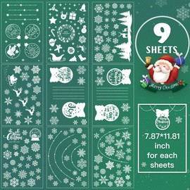 200 pcs Christmas Window Clings for Glass Windows -9 Sheets Snowflake Window Clings Double-Sided, Christmas Window Decals Stickers for Christmas Include Santa Claus, Snowman,Crystal Ball