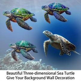 John's Studio 3Pcs Metal Turtle Sea Wall Decor Outdoor Garden Hanging Art Sculptures Home Ocean Theme Decorations for Kitchen Bathroom and Pool
