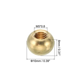 PATIKIL M5 x 0.8 Thread Cap Nuts Button 15 Pack Brass Ball Lamp Decoration Screw Caps Nut Cover Nut for Furniture Lighting or Crafts Project 10 mm