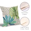 Teal Green Gray Tropical Leaves Pillow Covers 20X20 Inch Monstera
