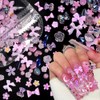 100pcs Pink Bow Flower Nail Charms for Acrylic Nails, 3D