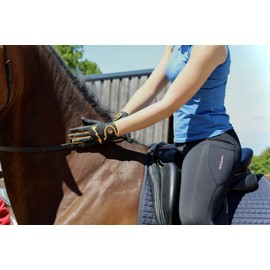 eGLOVE eQUEST GripPro LITE - v2 2022 - Lightweight, Breathable and Grippy - Touchscreen Riding Gloves (X-Small, Black / Orange)