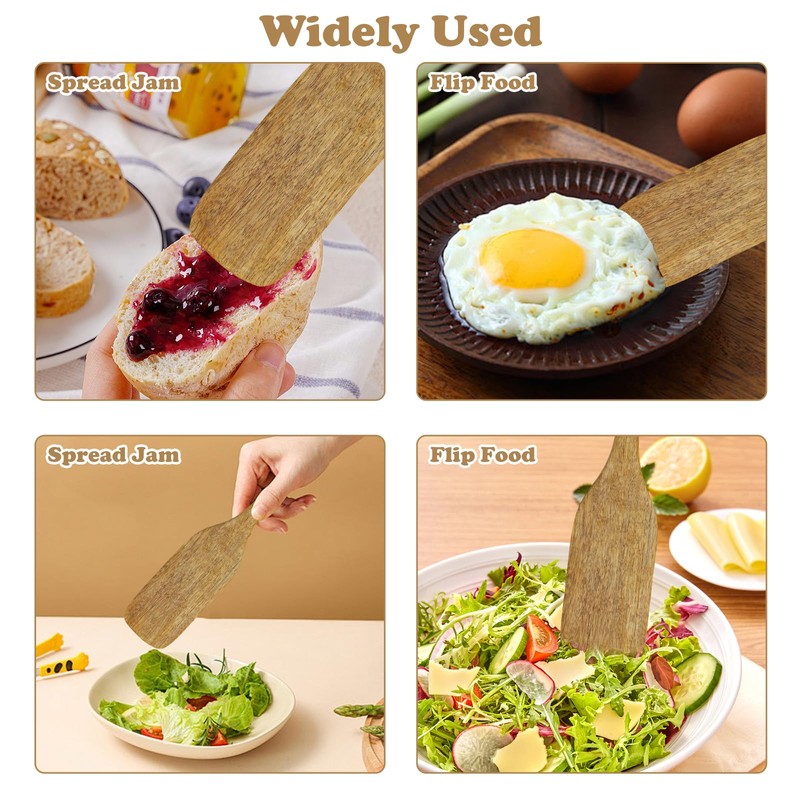 2 Pcs Sourdough Spatula Spurtle Wooden Kitchen Cooking Tools Teak