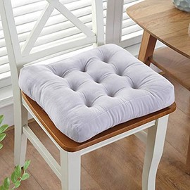 Vctops - Cojín de terciopelo sólido antideslizante, suave, grueso, lavable, cuadrado, para cocina, comedor, color gris claro, 50,8 x 50,8 cm