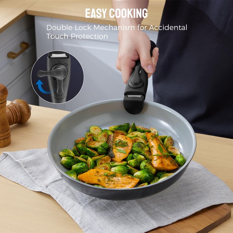 BEZIA Induction Cookware with Healthy Ceramic Coating, Nonstick Pots and