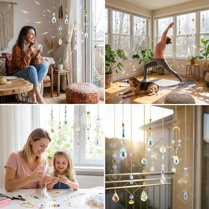 401 Pcs DIY Crystals Suncatcher Kit, Sun Catchers Prism Hanging