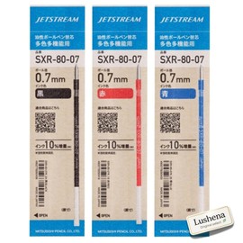 Jetstream SXR8007K Refill, 0.7 mm, 3 Colors, Black, Red, Blue, 1 Each, Ballpoint Pen, Multi-Colour, Multifunctional, Lushena original select