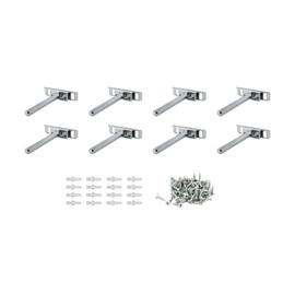 8 Pack Floating Shelf Steel Brackets for 1" Thick Shelves - 4” Rod, Heavy Duty T-Shaped Hidden Brackets with Screws and Wall Anchors, Supports 10-15 lbs - Shelf Supports for Wood Shelves