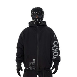 Niepce Inc Japanese Streetwear Men’s Winter Parka Jacket (Black-parka433, Small)