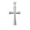 Solid Sterling Silver Simple CZ Religious Cross Pendant Necklace, 16"