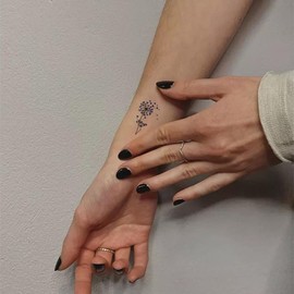 Oottati 2 Sheets Tiny Small Temporary Tattoos For Women Men Finger Hands Neck Wrist Face, Cute Long Lasting Cartoon Fake Tattoo Stickers For Kids Boys Girls Blue Red Heart Dandelion