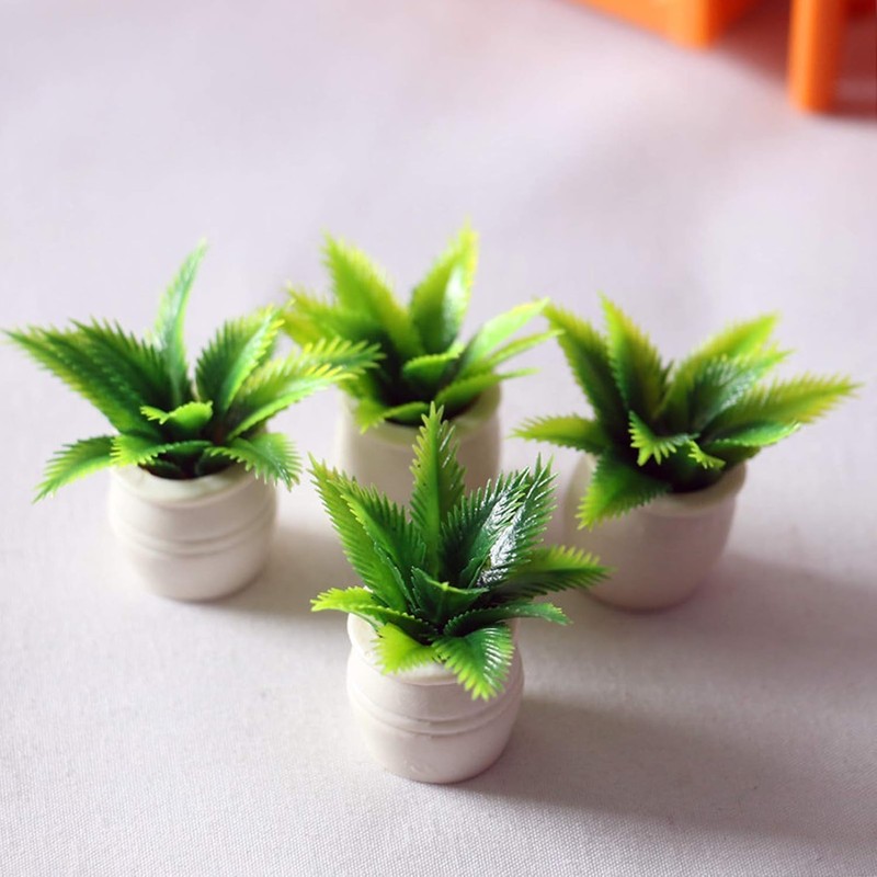 Miniature Plant Accessory, Green Potted Plant, 1:12 Scale, Suitable for