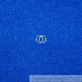 V.I.P by Cranston BonEful Fabric FQ Cotton Quilt Navy Blue Swirl Scroll Calico Small Holiday Print