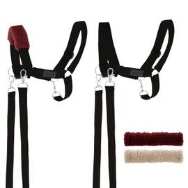 SKIPPI Halfter für Hobby Horse - Schwarz, Hobby Horse Zubehör, Zügeln und 2 Polster im Set, Universalgröße Halfterset