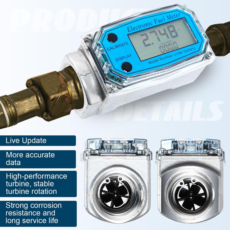 Xuhal 1 Piece Digital Turbine Flow Meter Electronic Gas Fuel