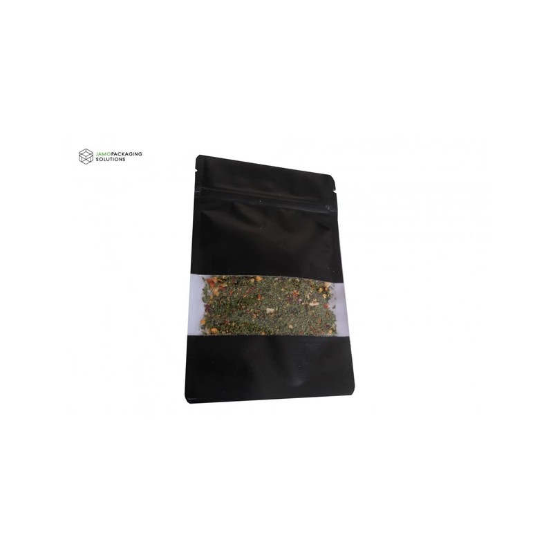 Jamo Solutions Black Kraft Paper Window Stand Up Pouch -