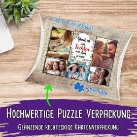 PR Print Royal Photo Puzzle with 5 Photos Print – Glück ist eine Tochter wie Dich zu haben – Collage Puzzle Design Yourself for the Daughter – 500 Pieces Including High-Quality Cardboard Packaging