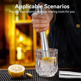 Bar Muddler, Cocktail Muddler, Mojito Cocktail Drinking Muddler, 18.5 cm, for Ice Cubes and Fruits (7.3 Inches)