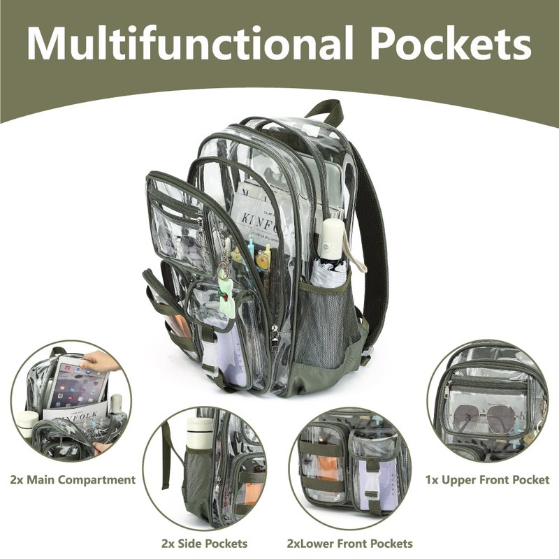 Lroiutian Clear Backpack for School Girls Boys Heavy Duty Transparent