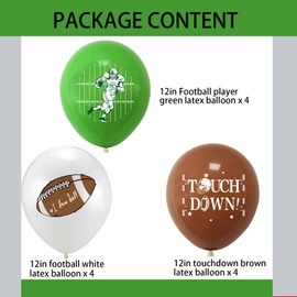 HADCKJA Football Balloons Football Party Decorations Football Latex Balloons Rugby Balloons for Touchdown Sports Theme Football Party Supplies Birthday Party Decorations 12Pcs