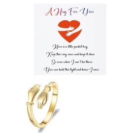 Gold Hug Rings for Girls Women Daughter Granddaughter Birthday Gifts for Girlfriend Wife Hug from Heaven Ring for Sister Sympathy Gifts for Loss of Loved One Long Distance Gifts for Women Girls