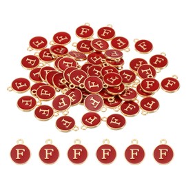 PATIKIL Letter Charm F, 60Pcs Double Sided Alphabet Initial Charm Pendants Beads Enamel Charm for Bracelet Necklace Earring DIY Jewelry Making, Red
