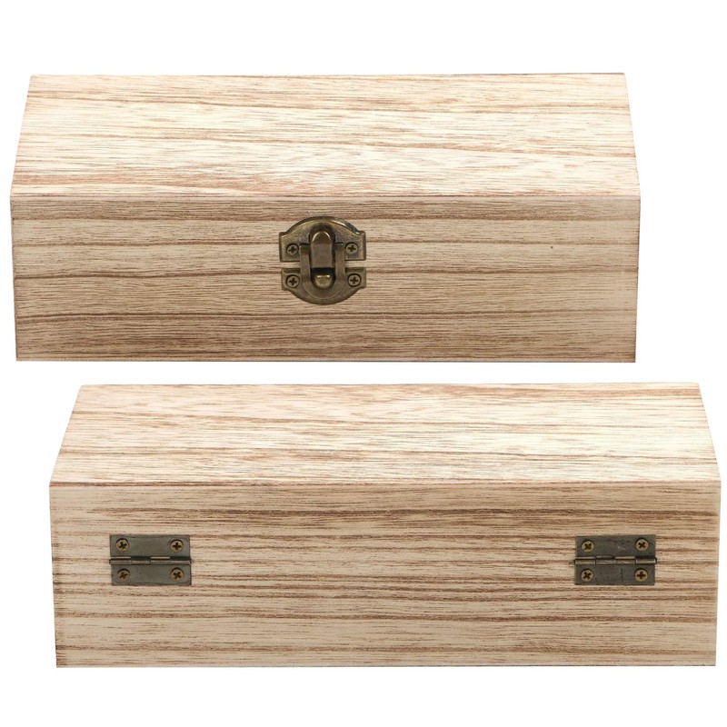 r_planning Wooden Box Wood Grain Retro Decorative Trinket Box Scorched