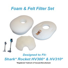 2 PK Filter Kit For Shark Rocket HV300, HV301, HV302, HV305, HV310 Vacuum Cleaners. Part #: XFFV300 & 1080FTV320