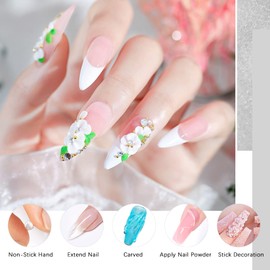 Solid Nail Gel 50g Large Capacity White Solid Gel Builder for Nails Non-Stick Hand Nail Extension Gel Nail Art Hard Gel for Nails 3D Carving Gel for Nail art Salon UV Home DIY