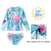 Little Girls Two Piece Swimsuits Set Long Sleeve Rash Guard