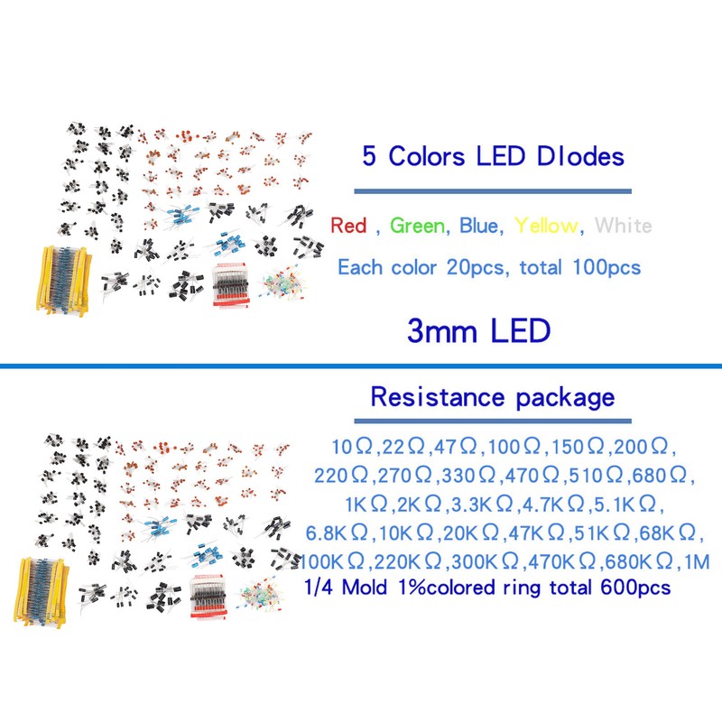 1400 Pcs Set Electronic Components Metal Film Resistor Ceramic Electrolytic