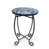 LIFFY Outdoor Side Table,12" Round Ceramic Tile Tabletop Accent Table