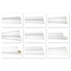 HEXIM Perfect 2 Metre Decorative Strip (AB258-60 x 60 mm) – Stucco Made of PU Patterned, White, Shockproof, Corner Strip, Decorative Moulding Profile