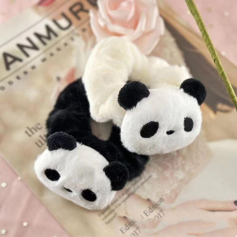 Cute Panda Scrunchies for Women, 2 Pcs White Black Fashion