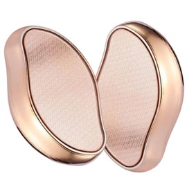 Pedicure Foot File Callus Remover 2 Pack, Portable Rustproof Glass Foot Scrubber Scraper Callous Shaver for Cracked Heel Hard Dry Skin of Feet Hand Elbows Knees (Golden)