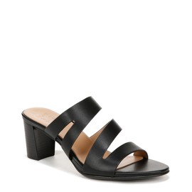 Naturalizer Womens Beaming Strappy Slide Heeled Sandal Black Smooth 10 M