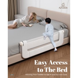 Aptododo Upgraded Bed Rails for Toddlers with U-Shape Base, 33" Toddler Bed Rails with More Stable and Secure, Suitable for Crib, Twin Bed, High/Low Mattresses, Box/Platform Bed(White)