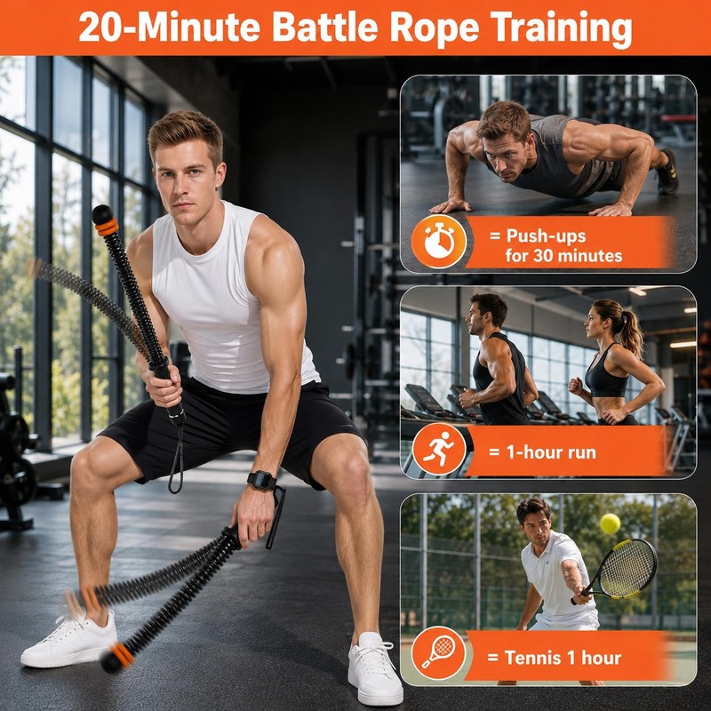 Cordless Battle Ropes with Adjustable Weight & Ropeless Battle Ropes