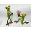 Pair of Frogs Artificial Stone Grass Green