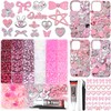 Sliver Pink Junk Case Charms with Bedazzled Kit Y2K Junk