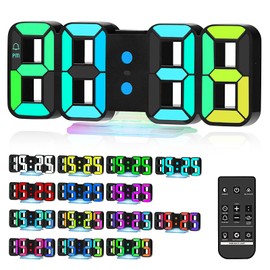 3D LED Digitalwecker, 3D LED Digitaler Wecker, LED Elektronische Wanduhr, mit 3 Einstellbaren Helligkeitsstufen, 12/24 Stundenanzeige, Automatische Dimmung, Fernsteuerung, für Schlafzimmer Büro