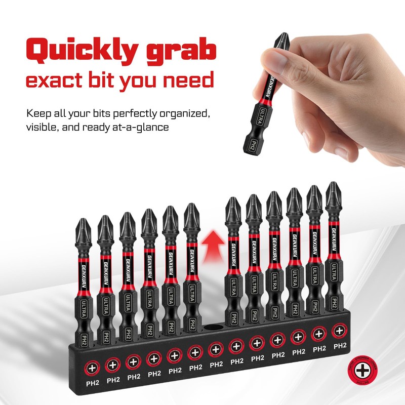 Geinxurn Impact #2 Phillipes Screwdriver Bits Set, 26pcs 1” 2”