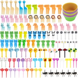 JIUDUOYUAN 146 Pcs Animal Food Picks Bento Deco Set for Lunch Box Decoration Mini Cute Fruit Toothpicks Lunch Accessories Reusable Lunchbox Picks